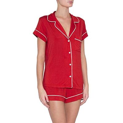 Eberjey Women's Short PJ Set, Haute Red/Ivory, M