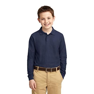 Port Authority Boys' Long Sleeve Silk Touch Polo XL Navy
