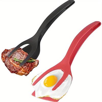 2-Piece Black And Red Silicone Spatula Suitable For Eggs Pancakes And Steaks - Slotted Design For Easy Flipping And Storage - Ideal For Grilling Burgers Etc. - A Must-Have In The Kitchen